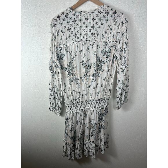 Poupette St. Barth Ilona Printed Mini Dress Black Parrot Medium Coastal Resort - Picture 7 of 7